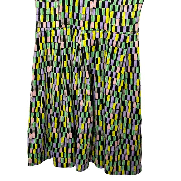 Calvin Klein Deep Front & Back V Neckline Fit & Flare Dress Multi-Color Size 12 - Picture 6 of 8